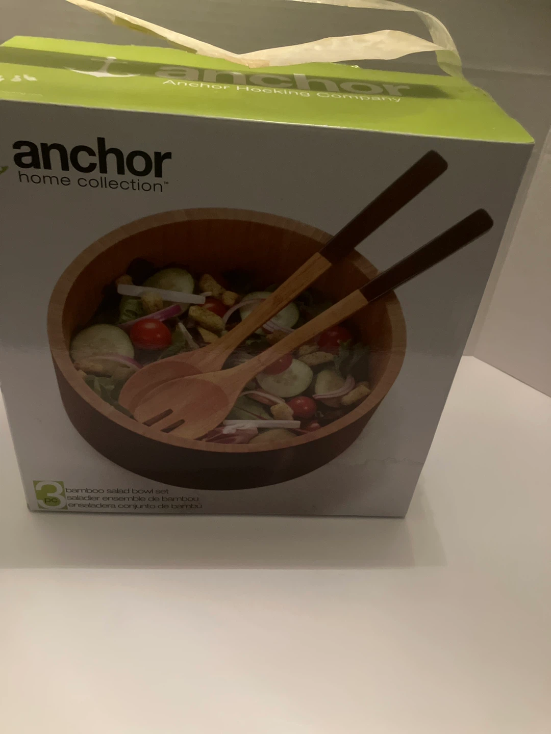 Anchor Hocking Bamboo Salad Bowl Set - New in Box!