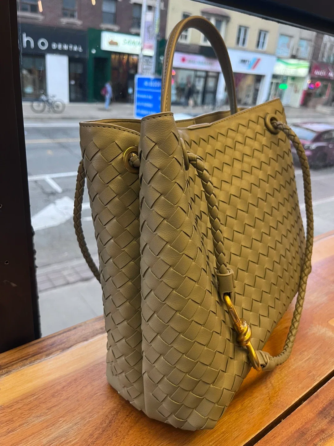 Leather stone green Tote Bag image indicator(3)