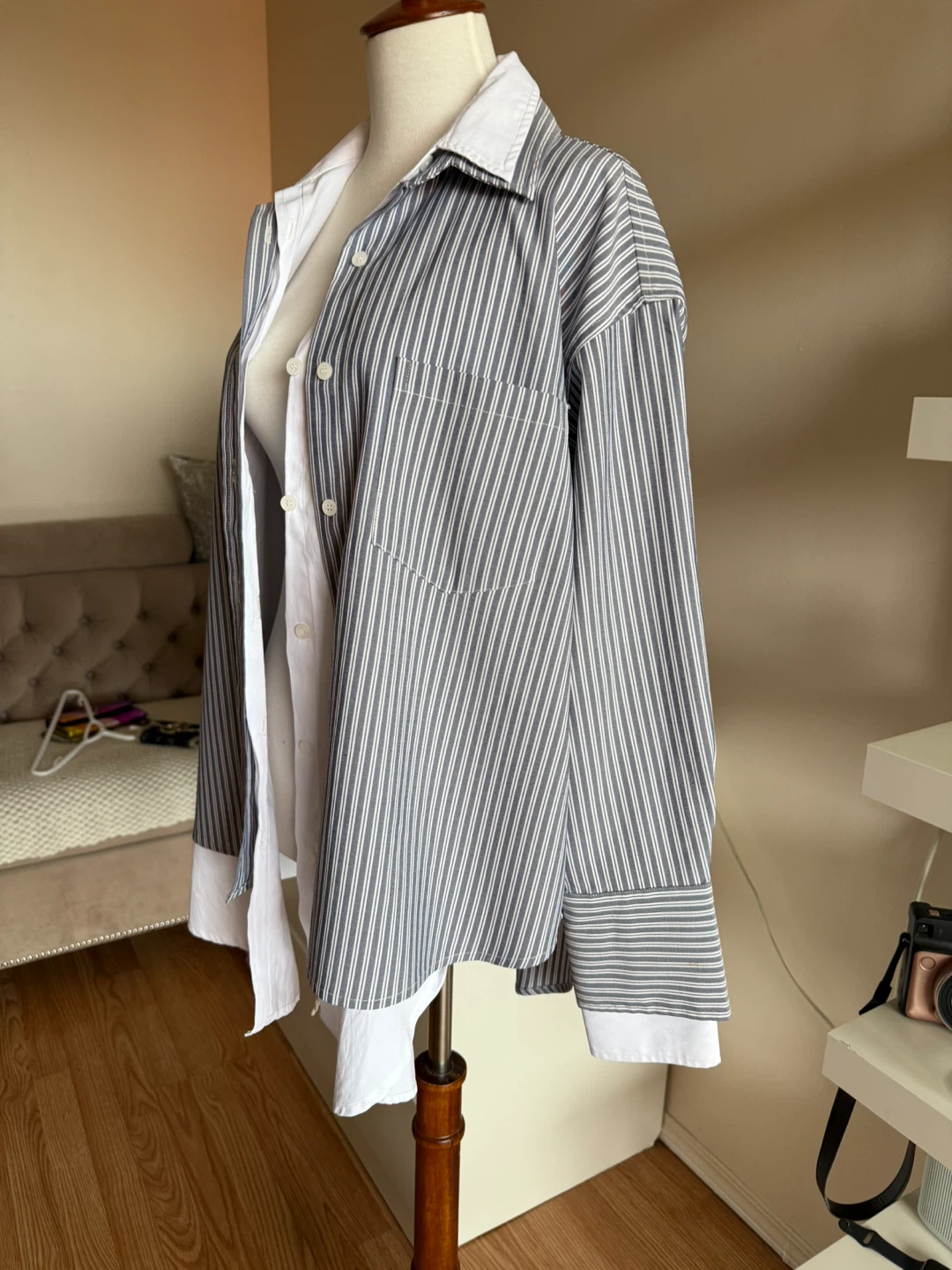 LOOKNONE Striped Layered Shirt