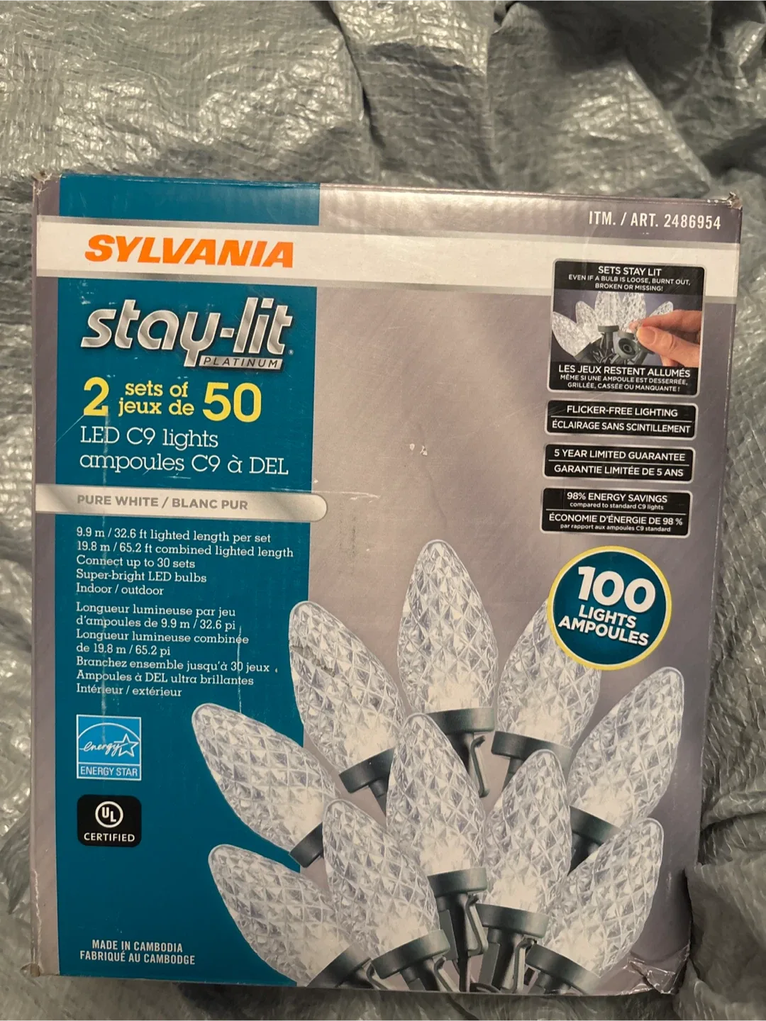 Sylvania Stay-Lit Platinum LED C9 Lights - 2 sets of 50