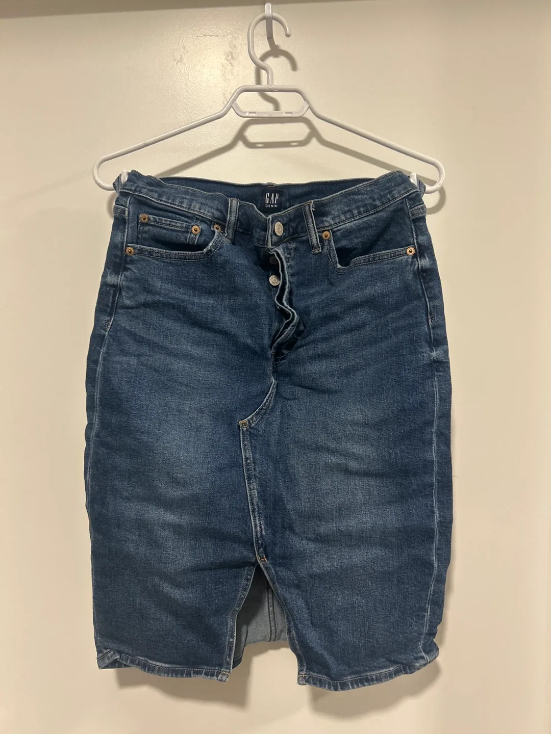 Dark Denim Vintage Midi Skirt