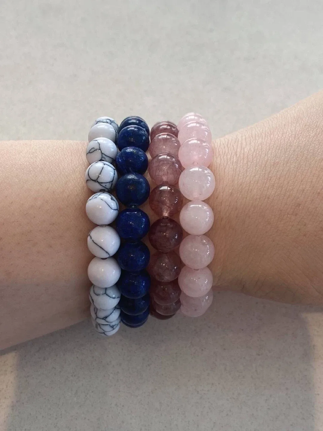 Crystal bracelet quartz/lazuli/howlite , 4 for $20