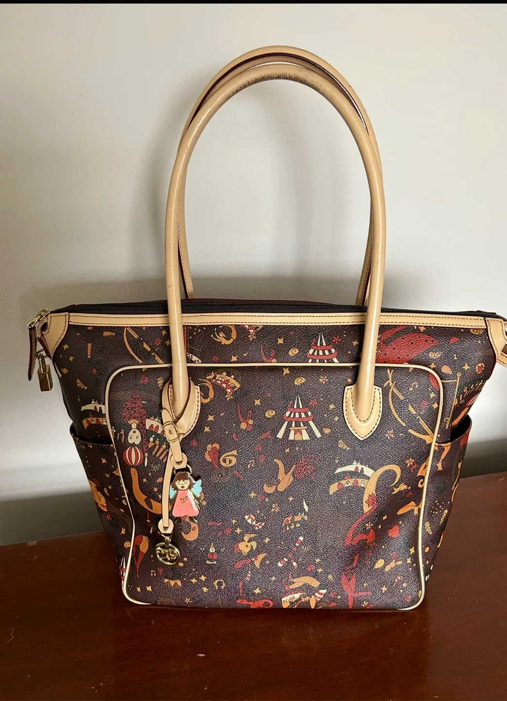 Piero Guido original Brown Patterned Tote Bag