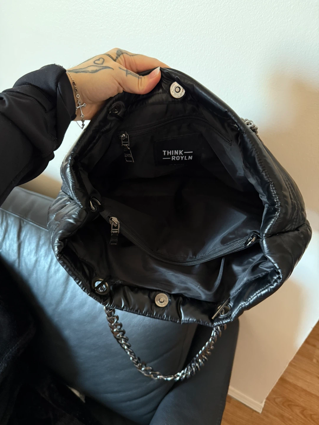 Think Royln Black Puffer Chain Tote Bag - photo 3