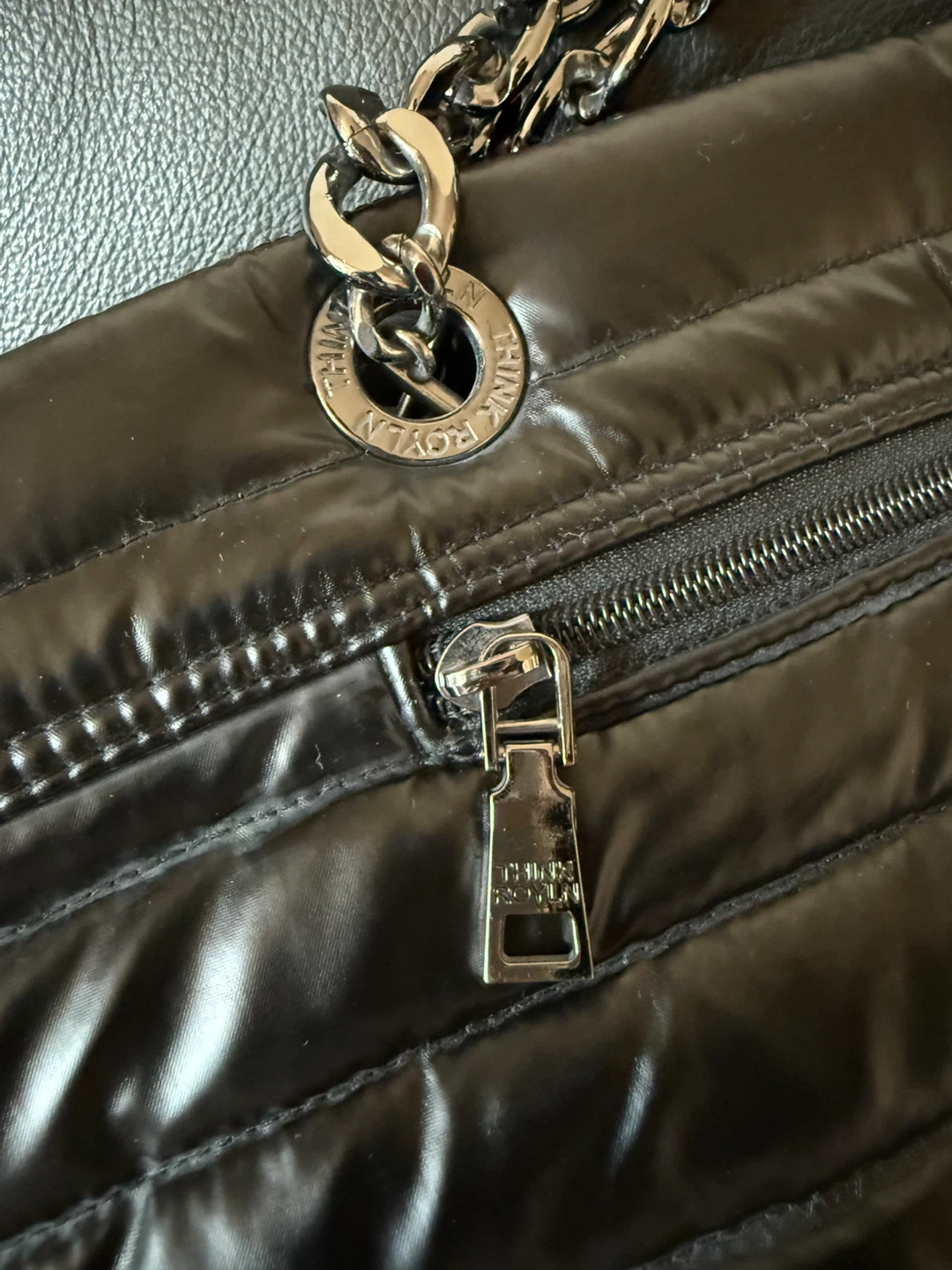 Think Royln Black Puffer Chain Tote Bag - photo 5