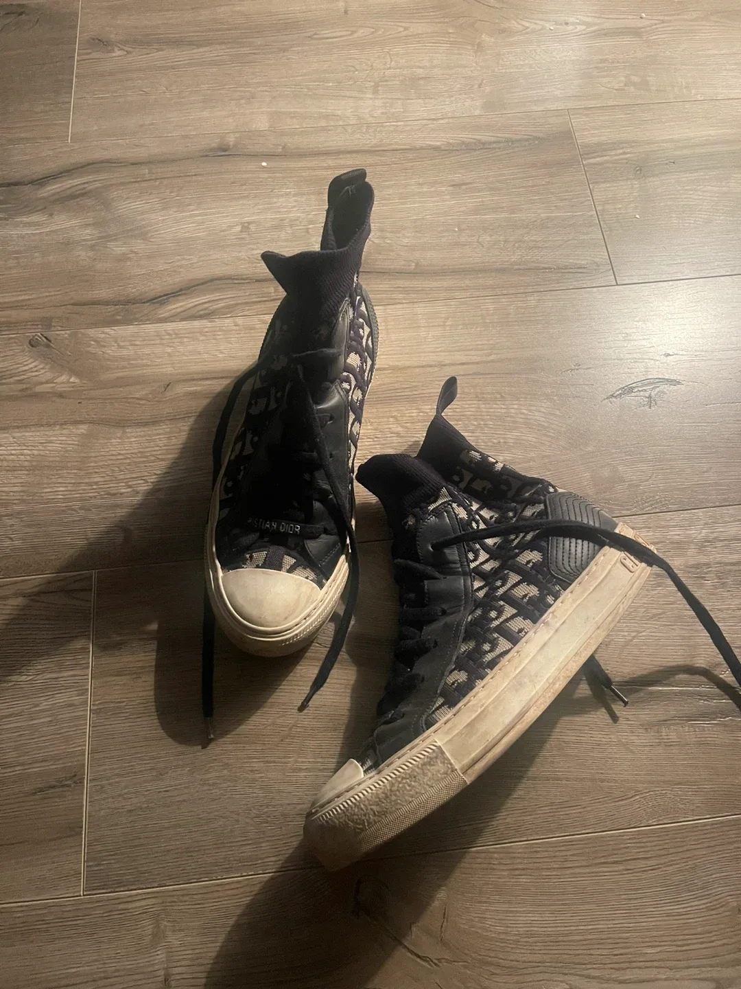 Christian Dior Oblique High-Top Sneakers, Size 10