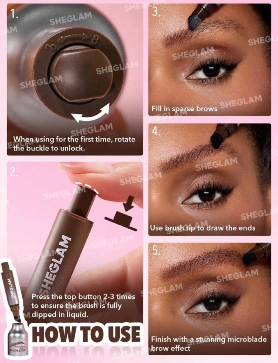 SHEGLAM Brow-fection Angled Brush & Dip,chocolate image indicator(4)