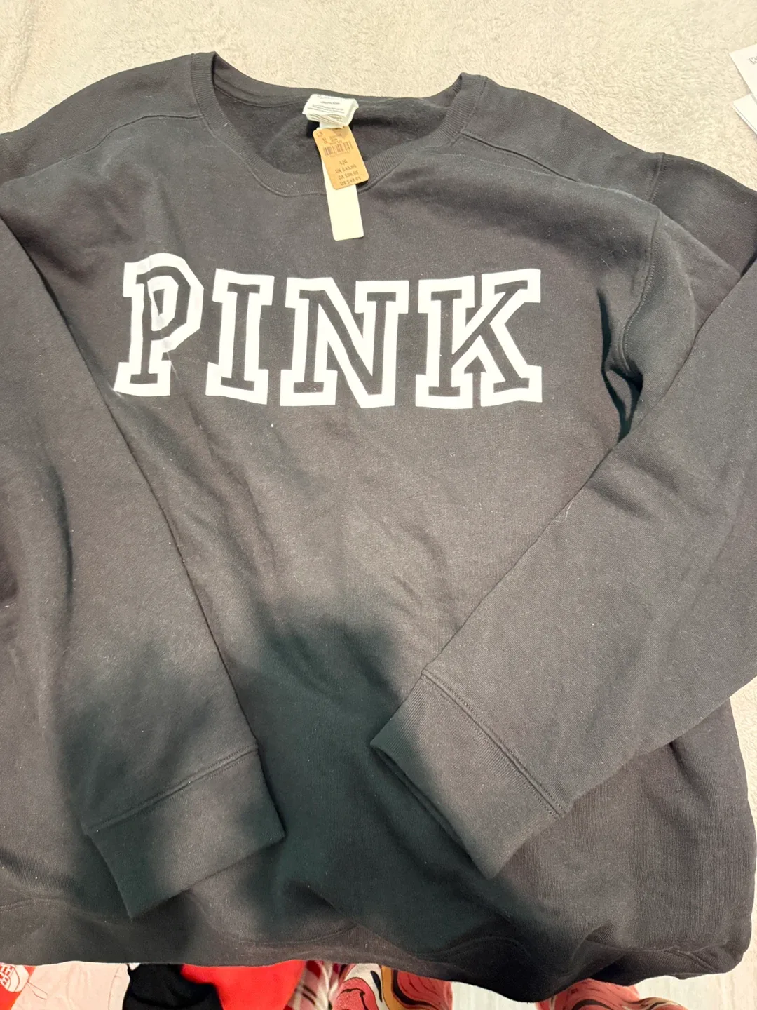 PINK Victoria's Secret Black Sweatshirt - Size L image indicator(3)