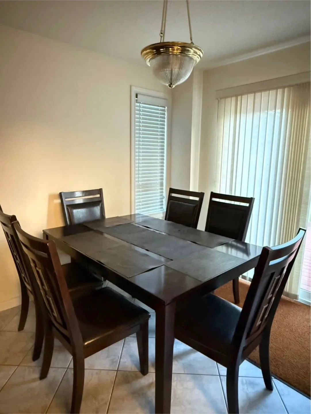 Dark Brown Dining Table with 6 Chairs