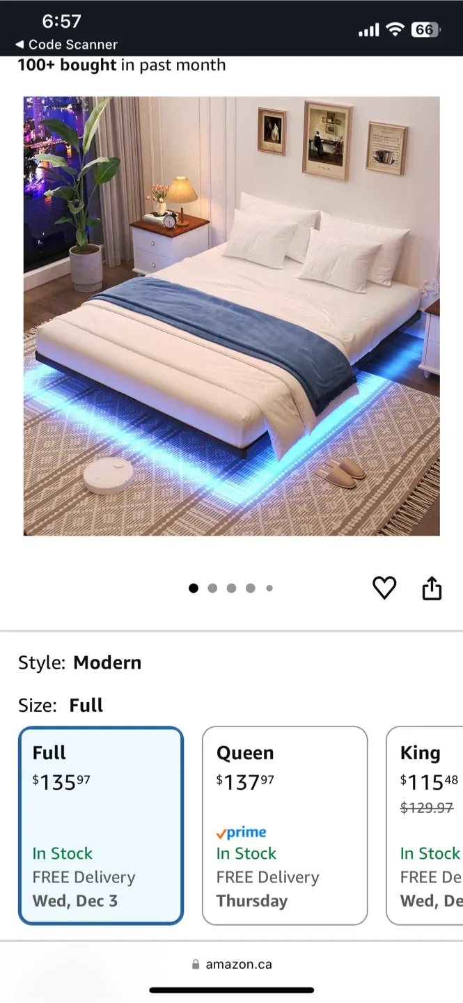 Awesofurni Full Size Bed Frame with LED Lights image indicator(4)
