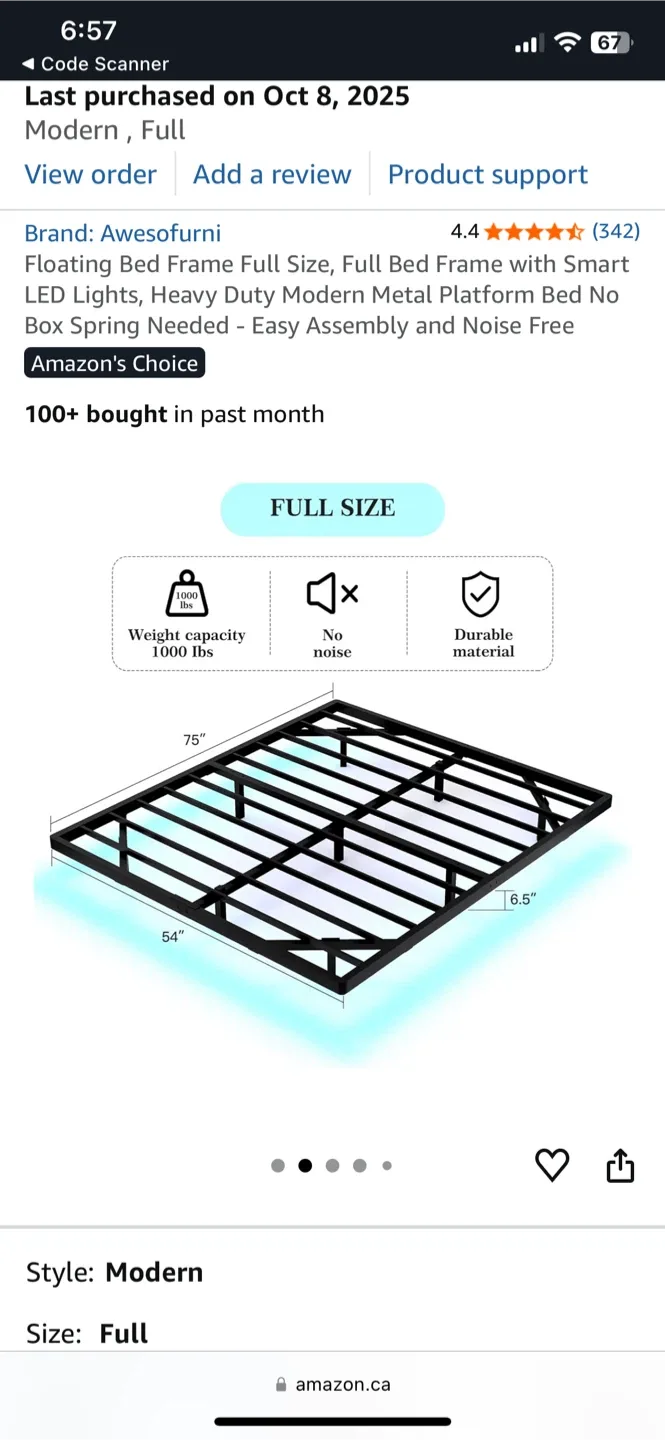 Awesofurni Full Size Bed Frame with LED Lights image indicator(3)