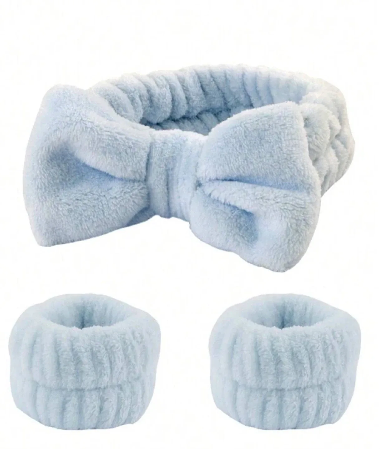 Bow bath headband and wristband set blue image indicator(2)