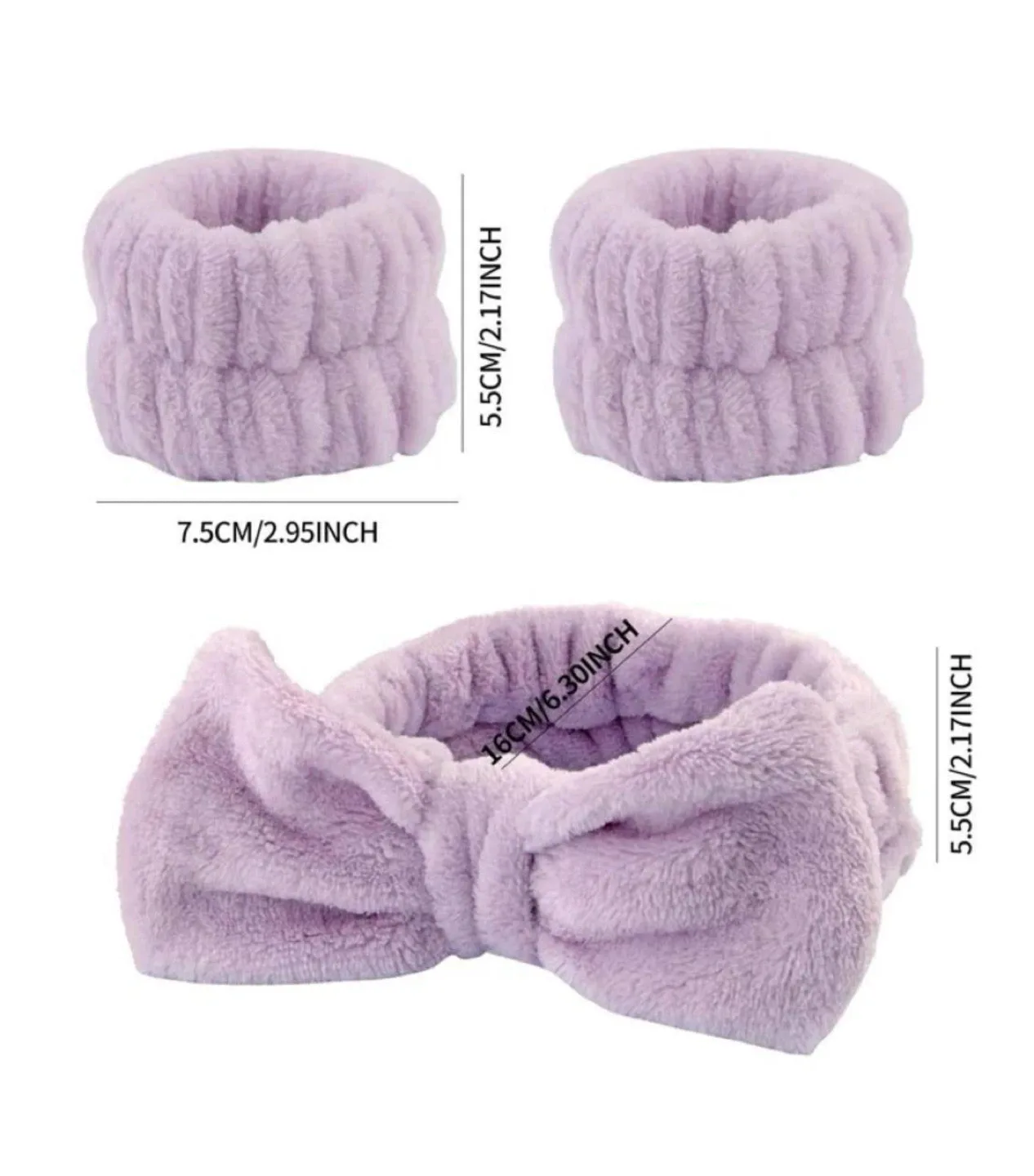 Bow bath headband and wristband set blue image indicator(6)