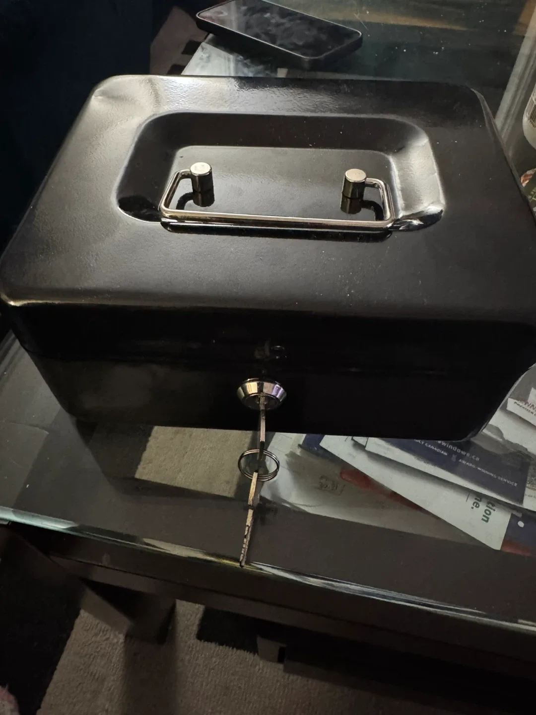 Black Cash Box with Key