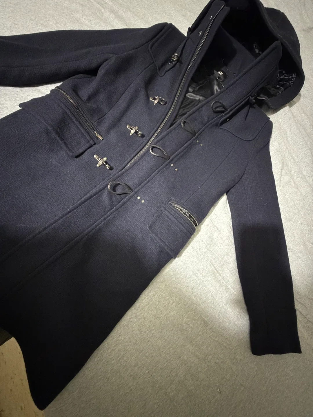 H&M Navy Blue Duffle Coat image indicator(3)