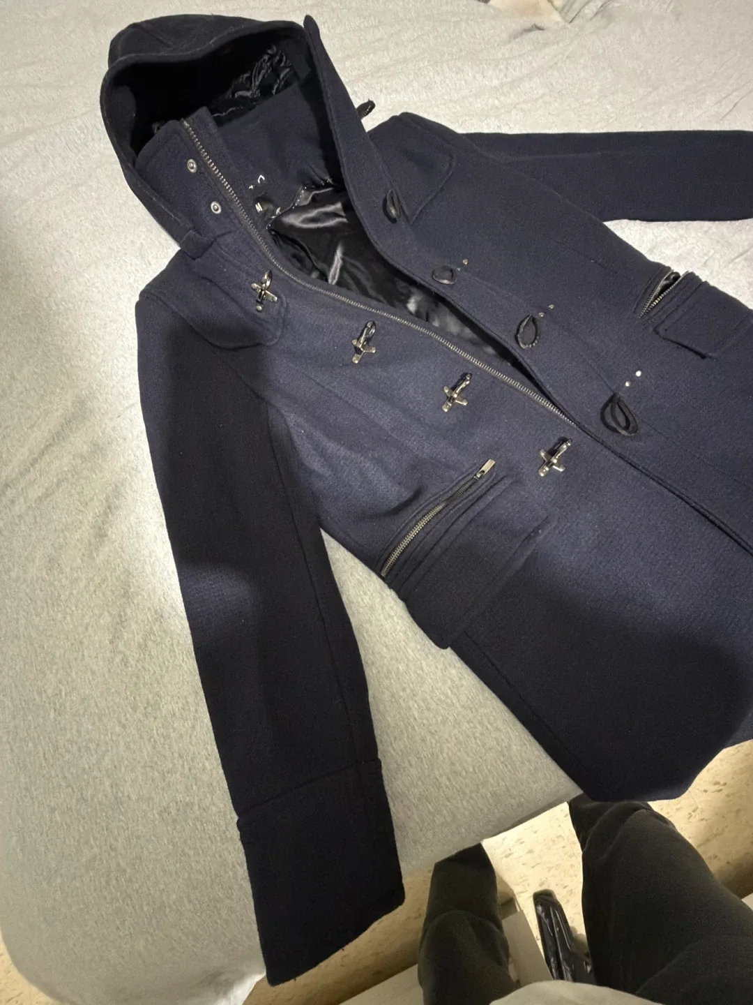H&M Navy Blue Duffle Coat image indicator(2)