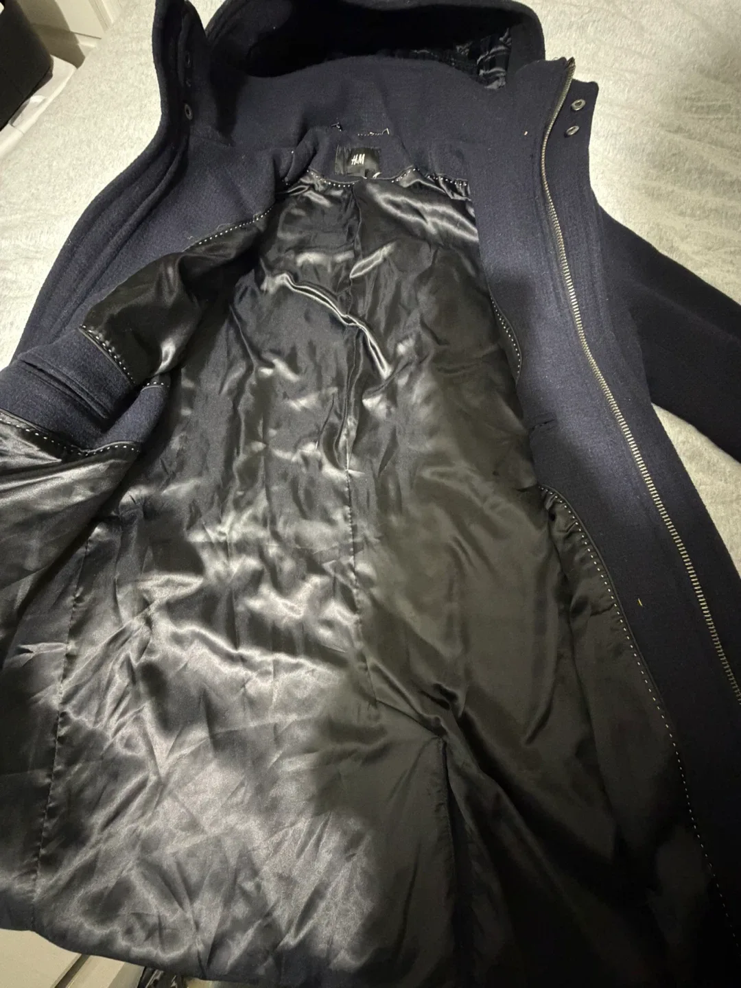 H&M Navy Blue Duffle Coat image indicator(8)