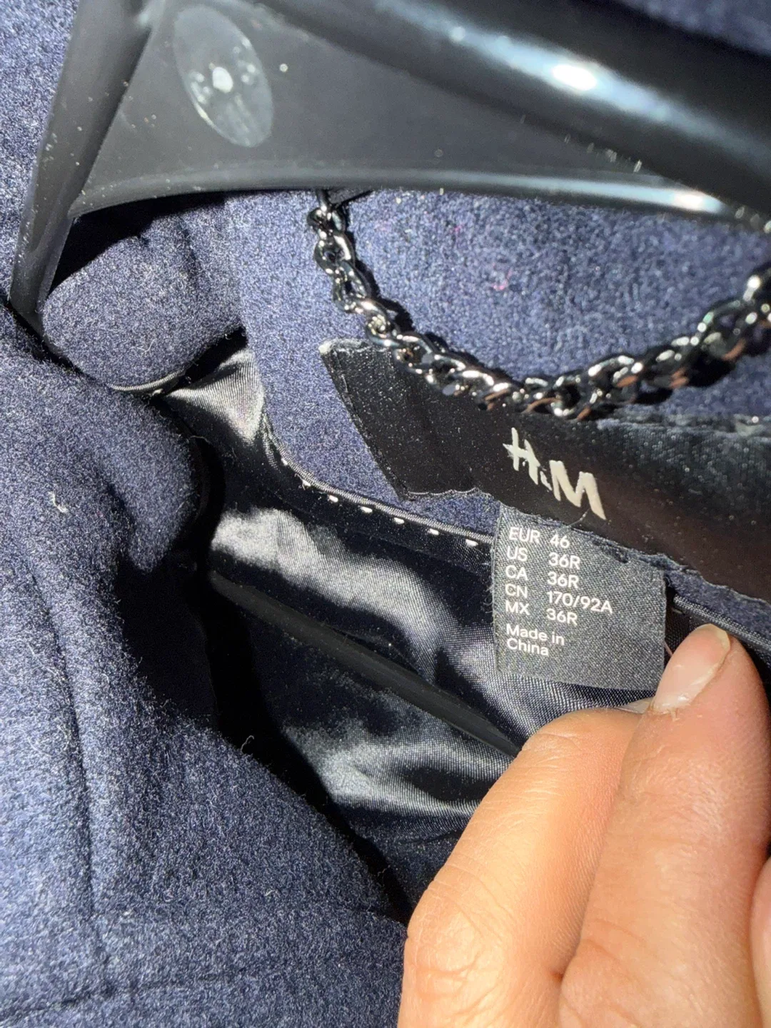 H&M Navy Blue Duffle Coat image indicator(9)