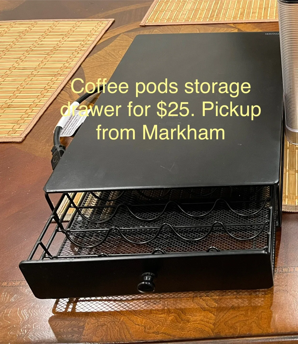 Heritage Coffee Pod Storage Drawer - Black