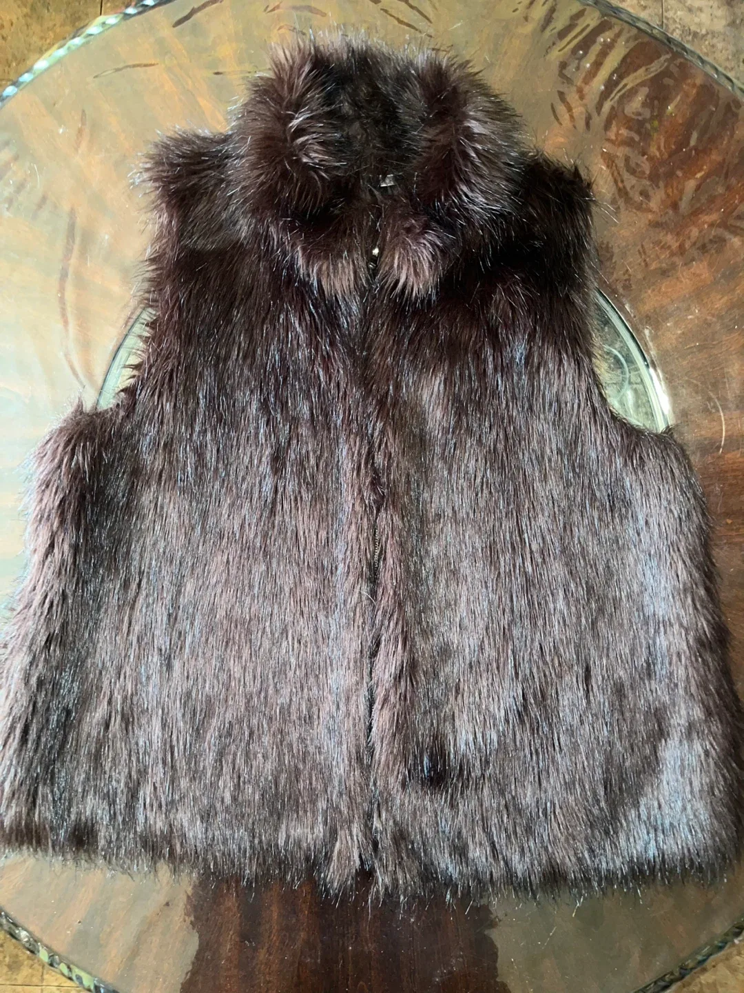 My Style Brown Fur Trim Vest - Size 22/24