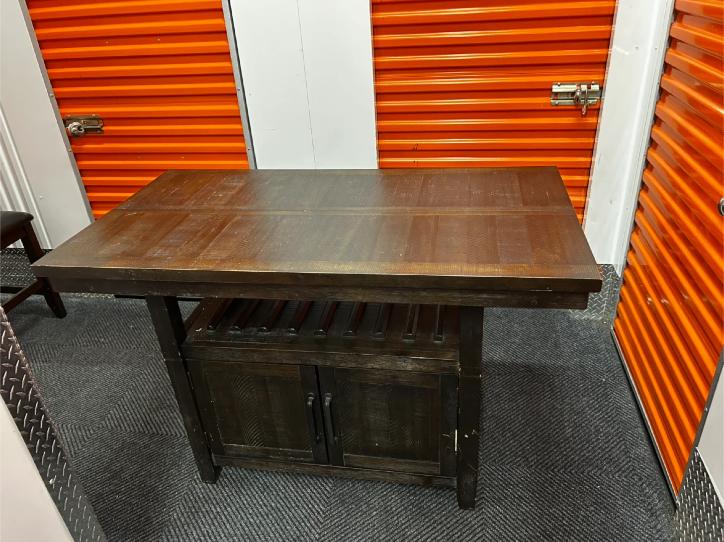 Dark Brown Wooden Dining Table with Bench