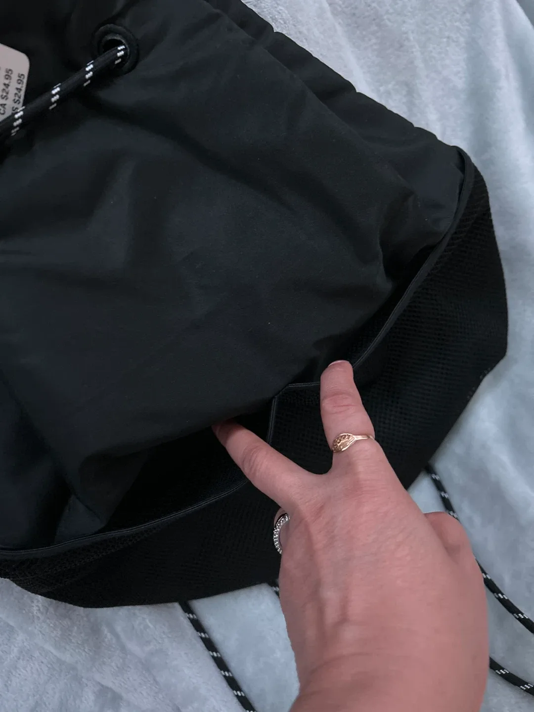 PINK Black Drawstring Backpack - New with Tags! image indicator(3)