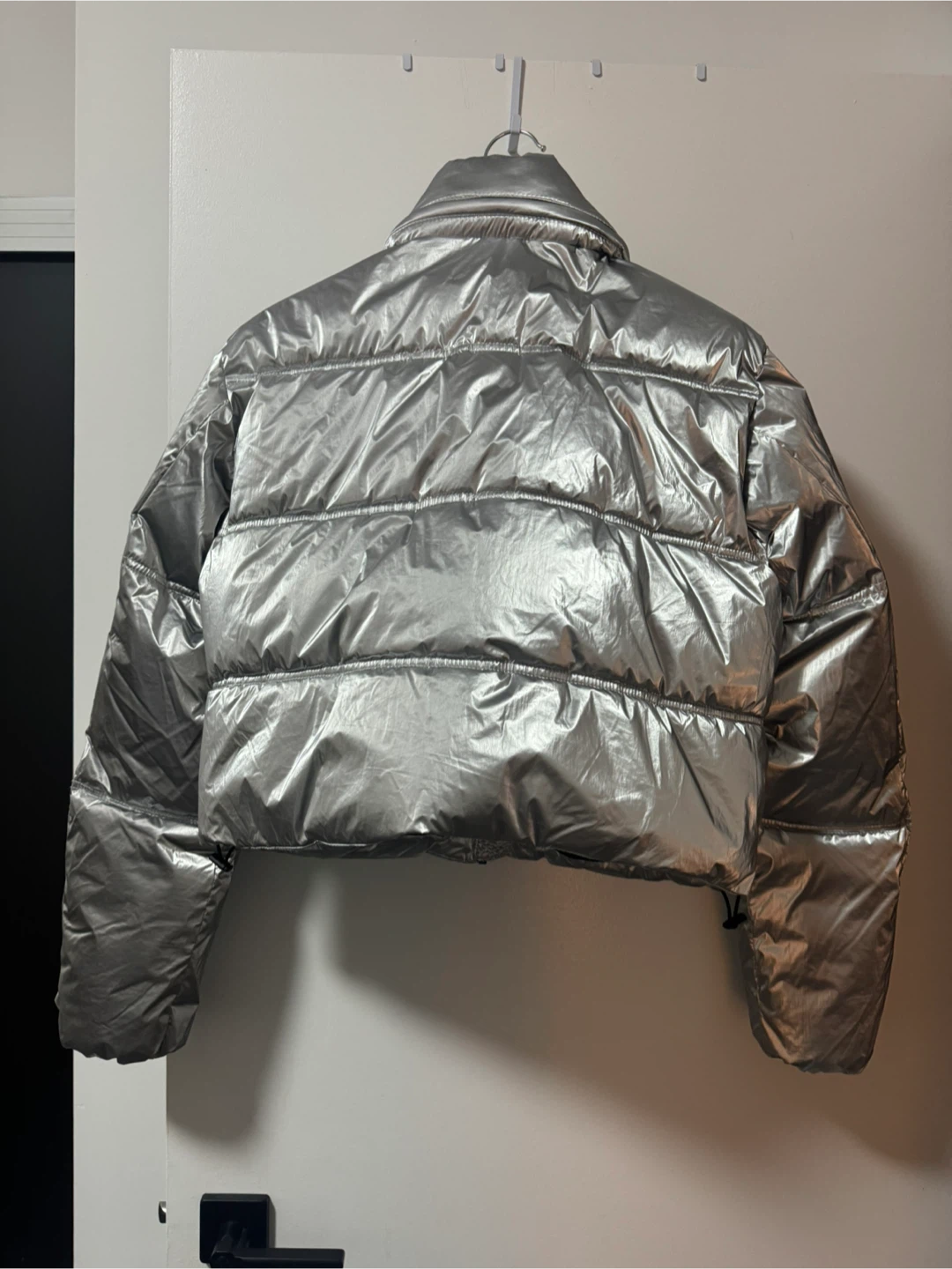 Zara Silver Metallic Cropped Puffer Jacket - photo 2