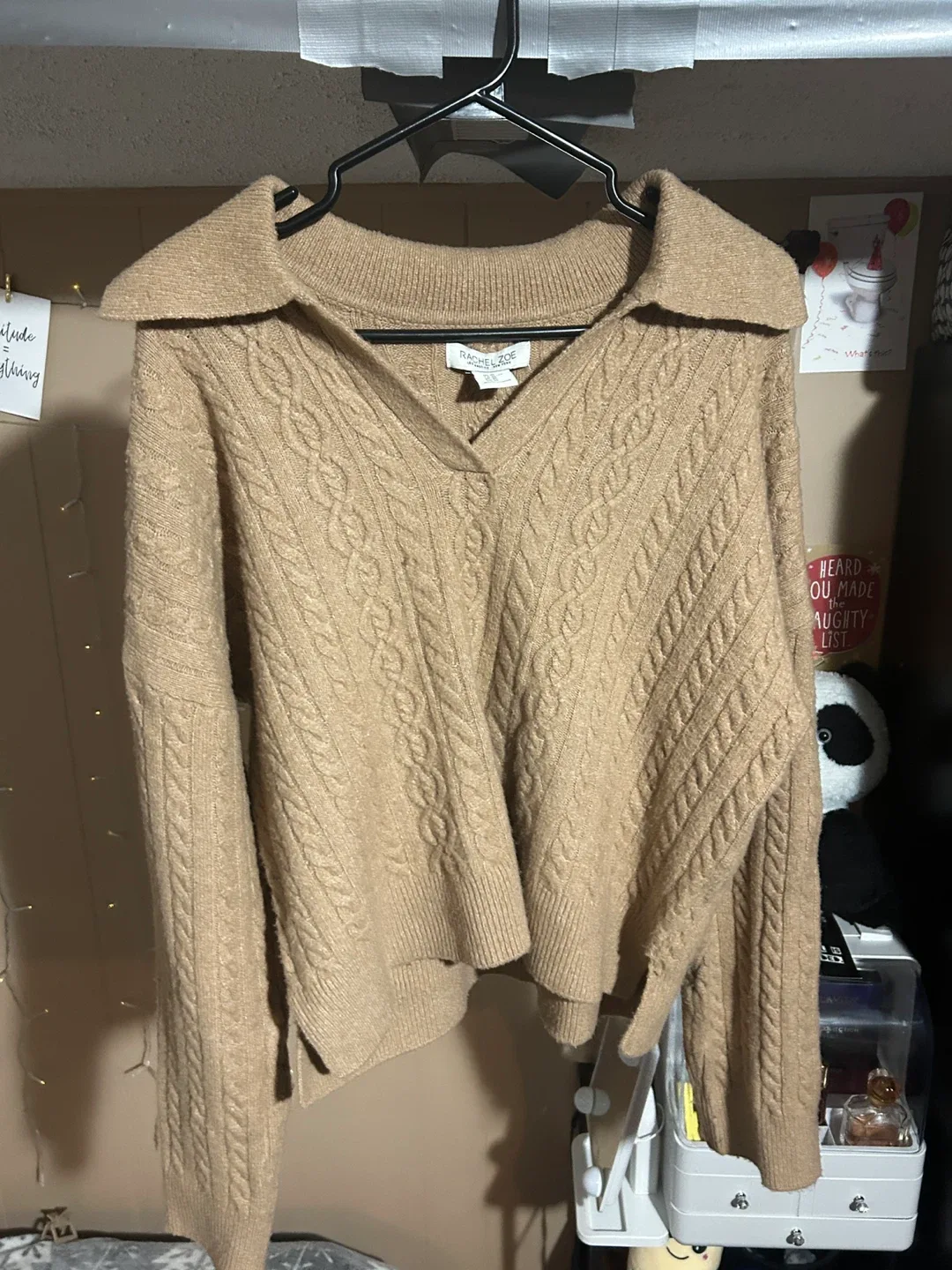 Rachel Zoe Beige Cable Knit Sweater - Size L/XL