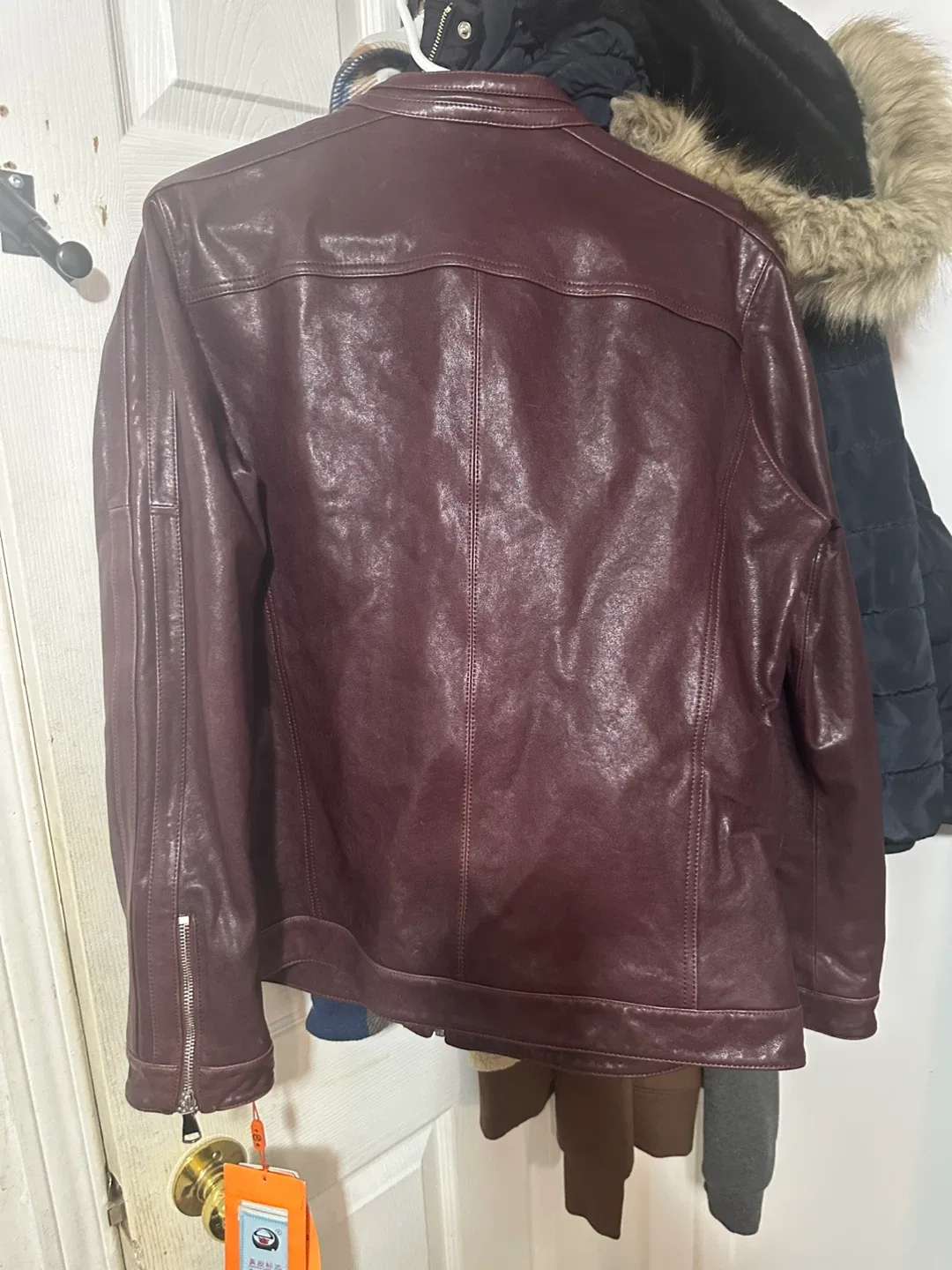 Burgundy Leather Jacket Size Medium image indicator(4)