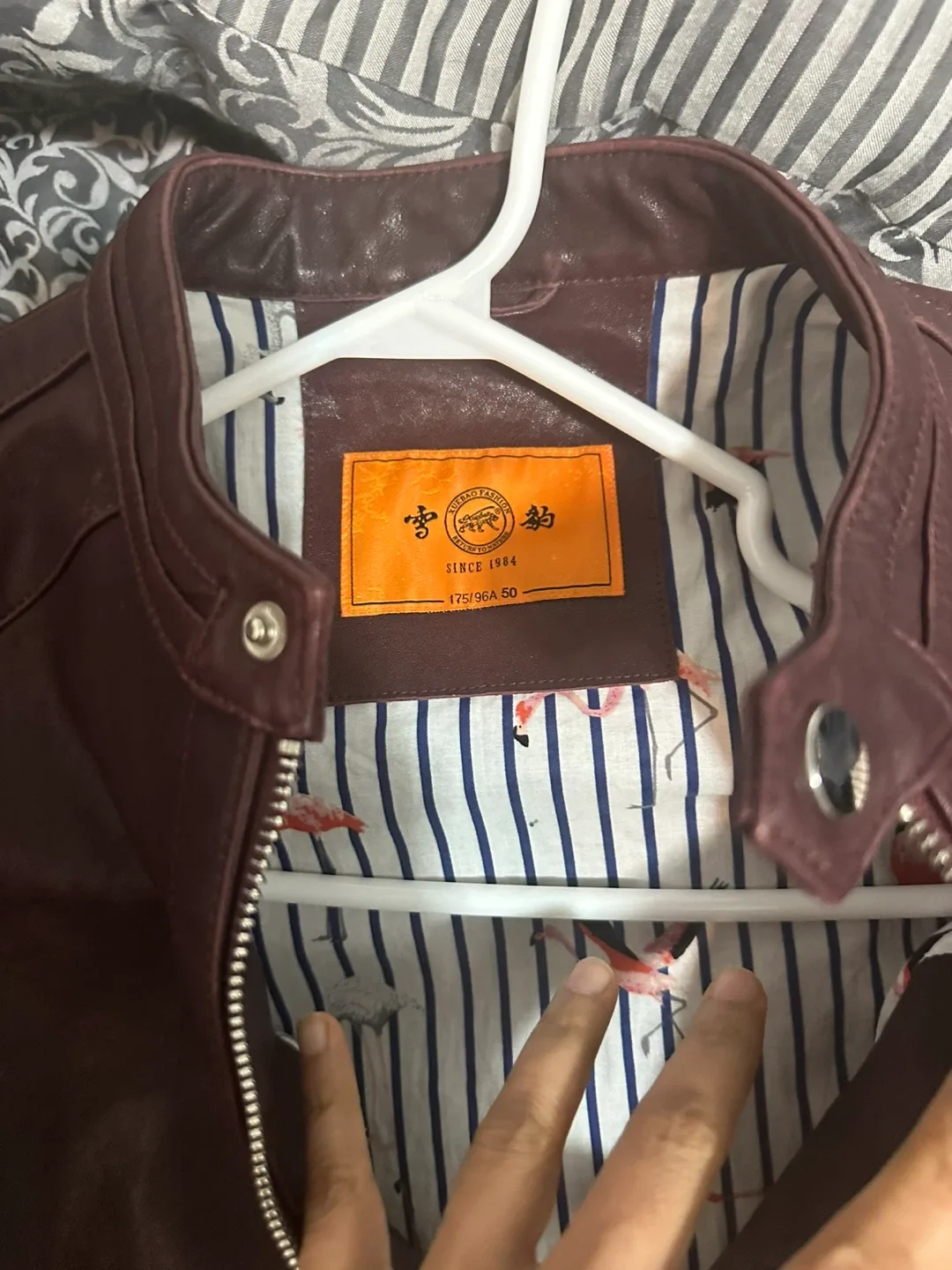 Burgundy Leather Jacket Size Medium image indicator(2)
