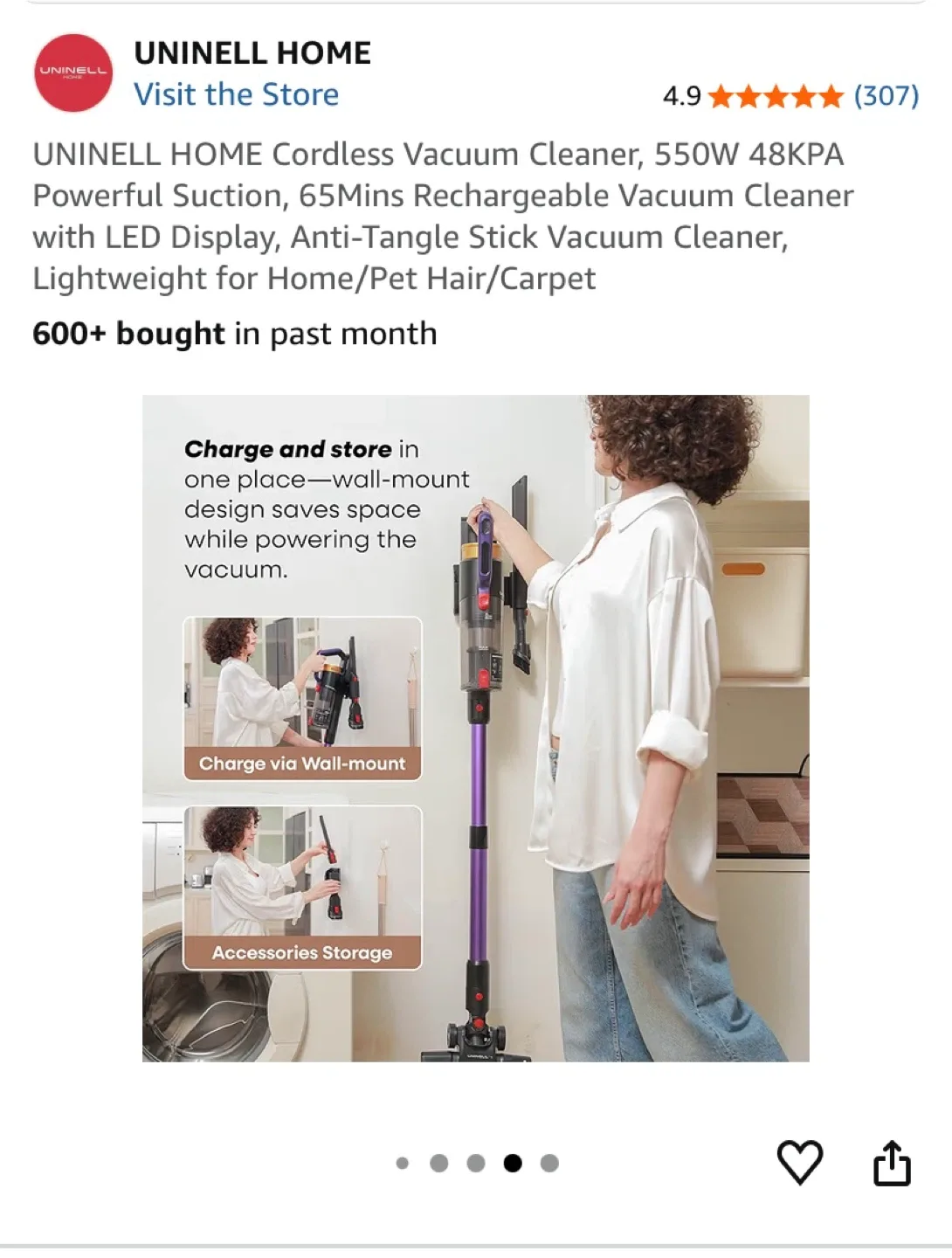 UNINELL HOME Cordless Vacuum Cleaner - Purple image indicator(6)