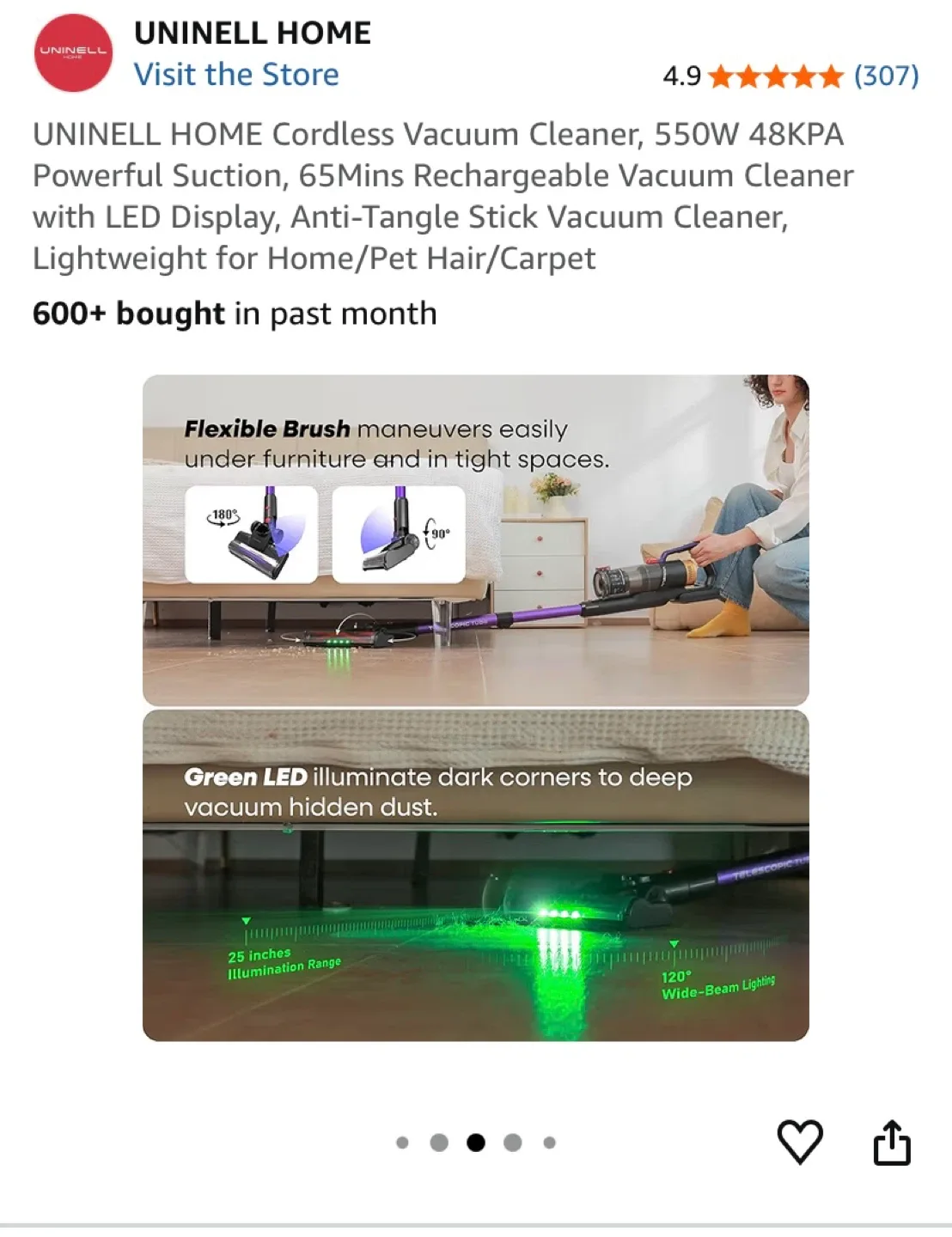 UNINELL HOME Cordless Vacuum Cleaner - Purple image indicator(4)