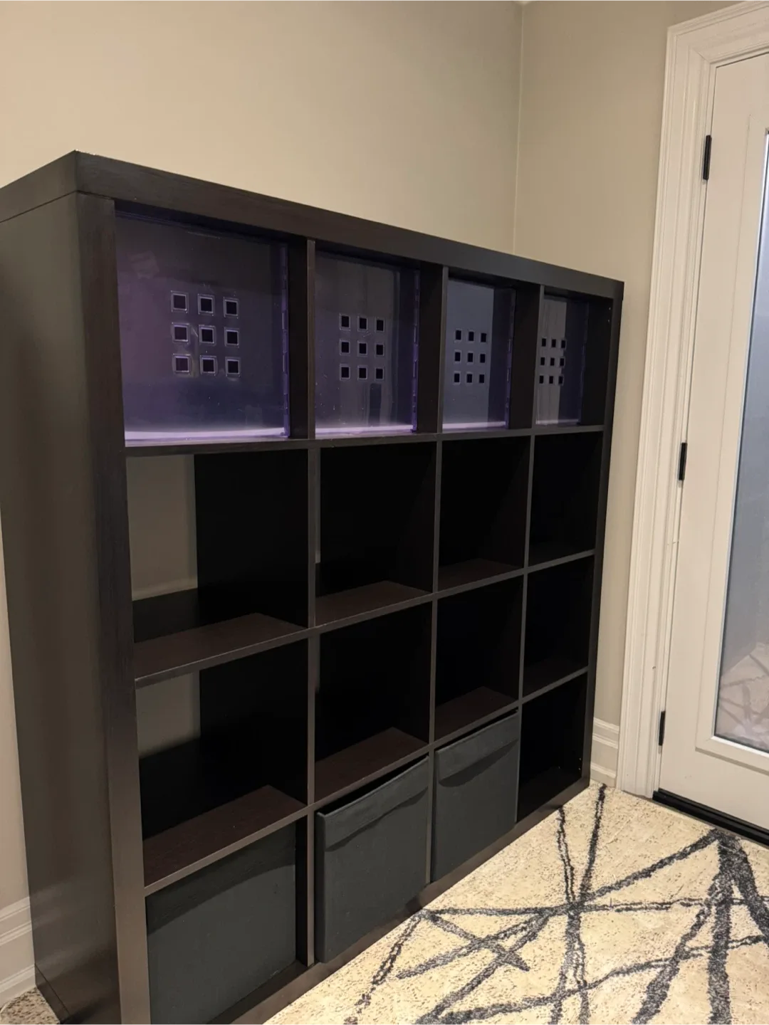 IKEA kallax black storage unit 7 bins included