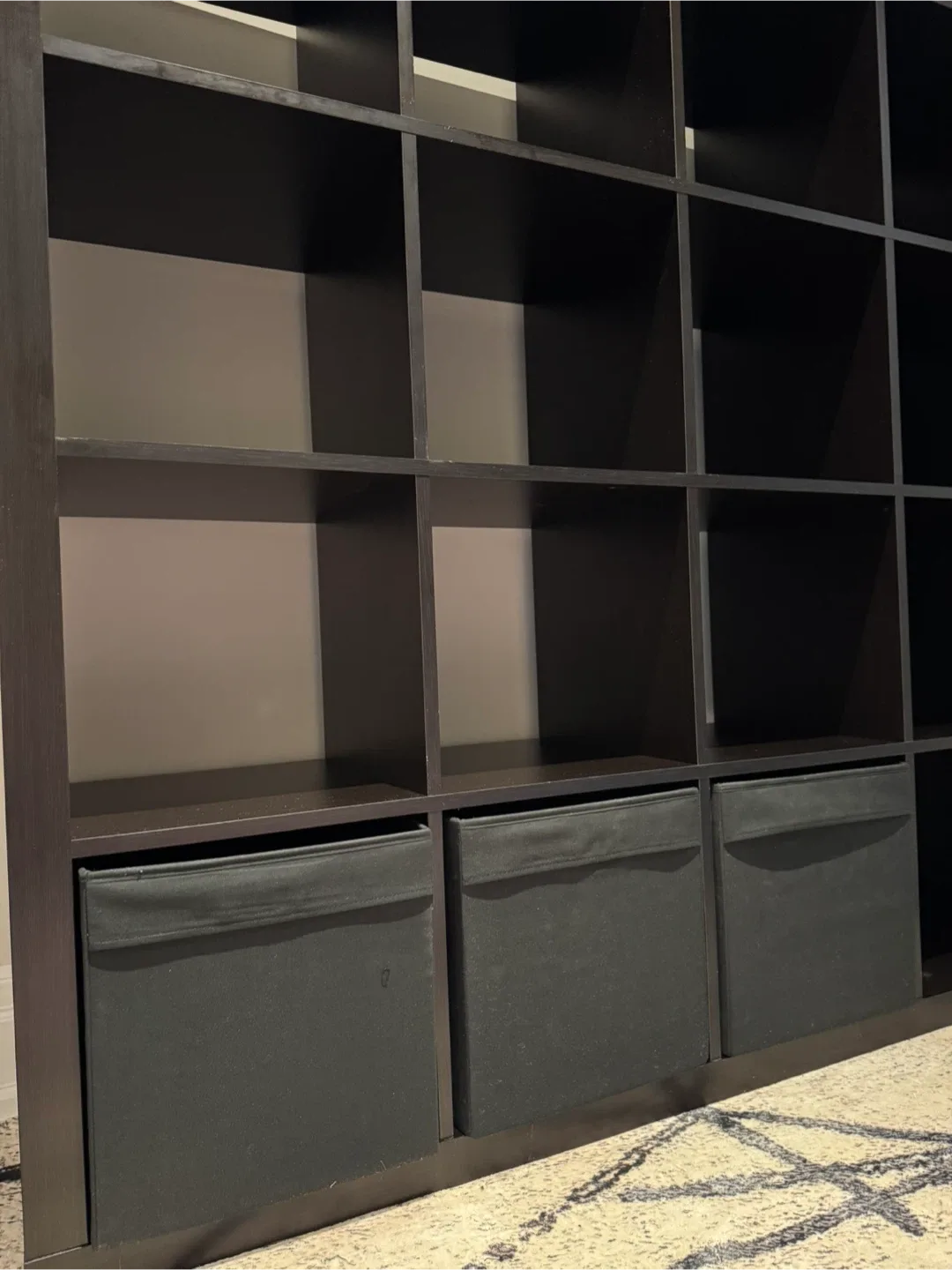 IKEA kallax black storage unit 7 bins included image indicator(4)