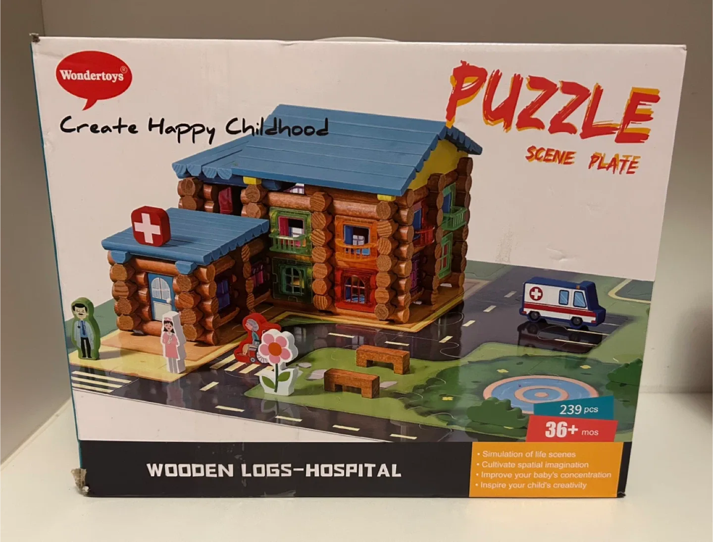 Wondertoys Wooden Logs Hospital Puzzle - 36+ Months