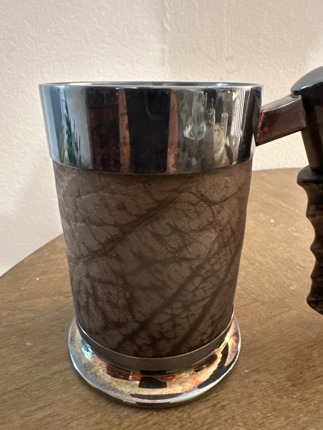 Vintage Silver Plated & Leather Mug - photo 5