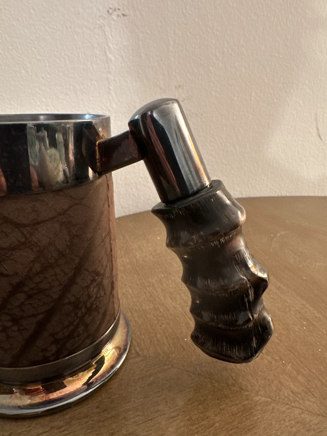 Vintage Silver Plated & Leather Mug - photo 3
