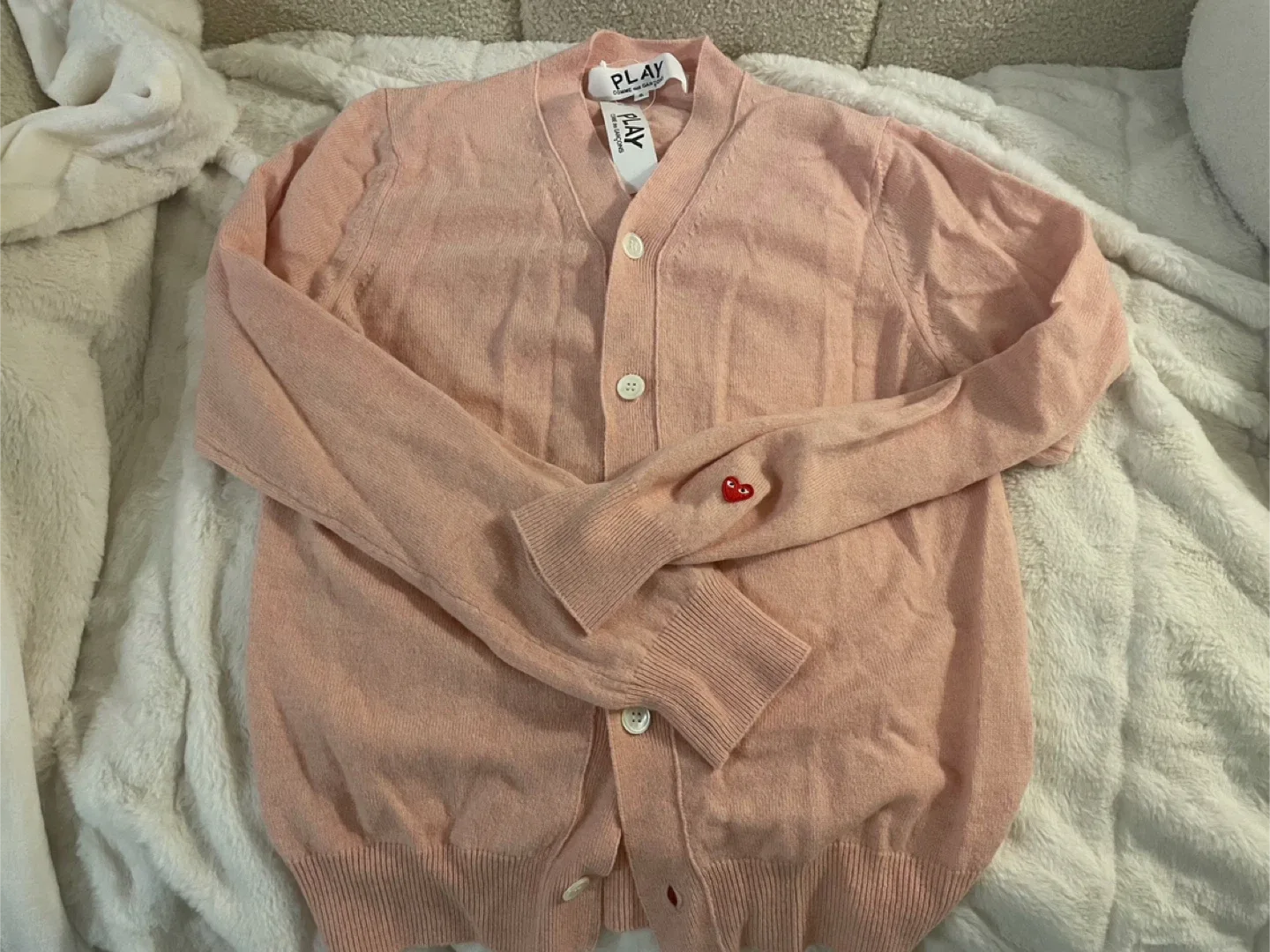 Comme des Garçons PLAY Cardigan - Cream, Size M image indicator(4)