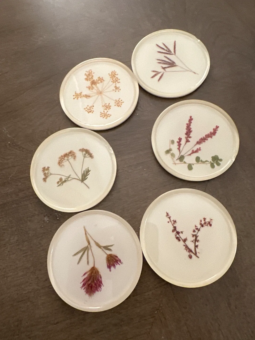 Handmade Botanical Resin Coasters (Set of 6)
