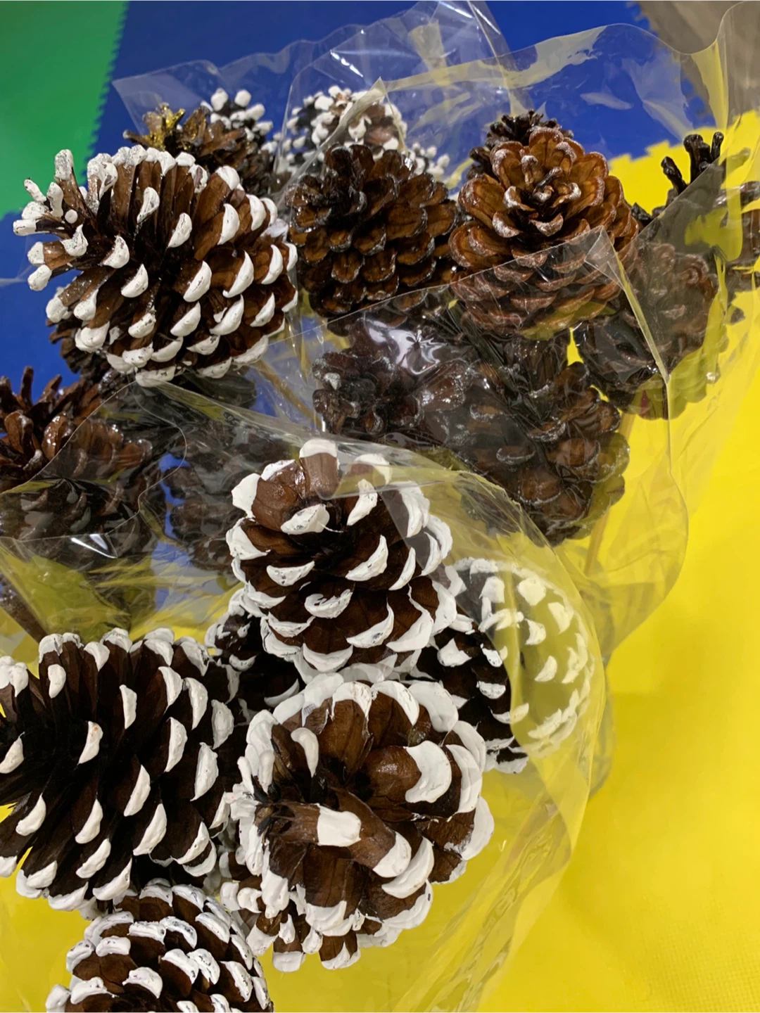 2.5”-3.5” pine cones with white sparkle tips on stems - photo 2