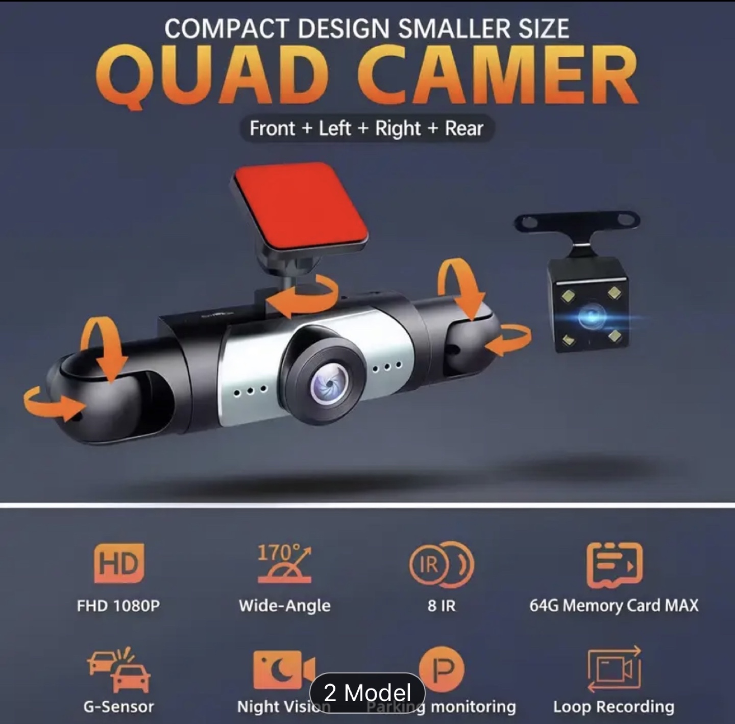Brand New-Quad Cam 4-Lens 360° Car Dash Camera-No Memory Card - photo 5