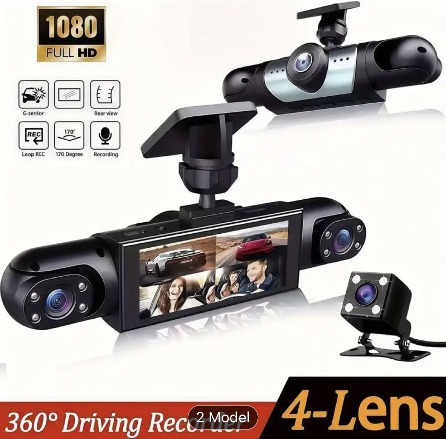 Brand New-Quad Cam 4-Lens 360° Car Dash Camera-No Memory Card - photo 2