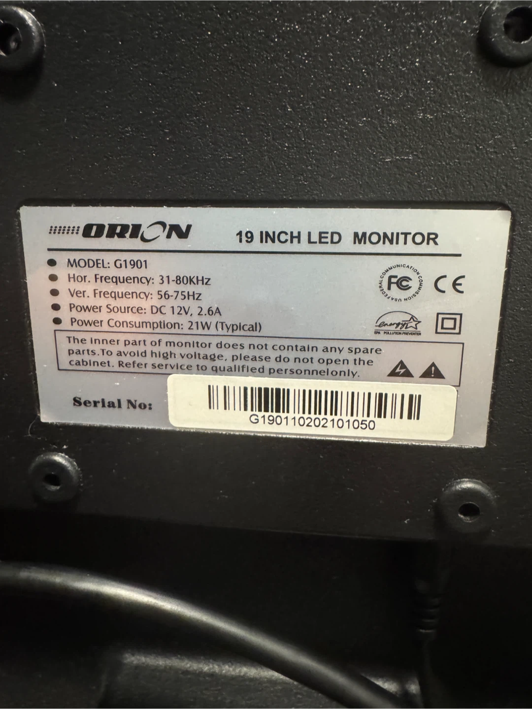 #cleanout Orion G1901 19-inch LED Monitor - photo 3