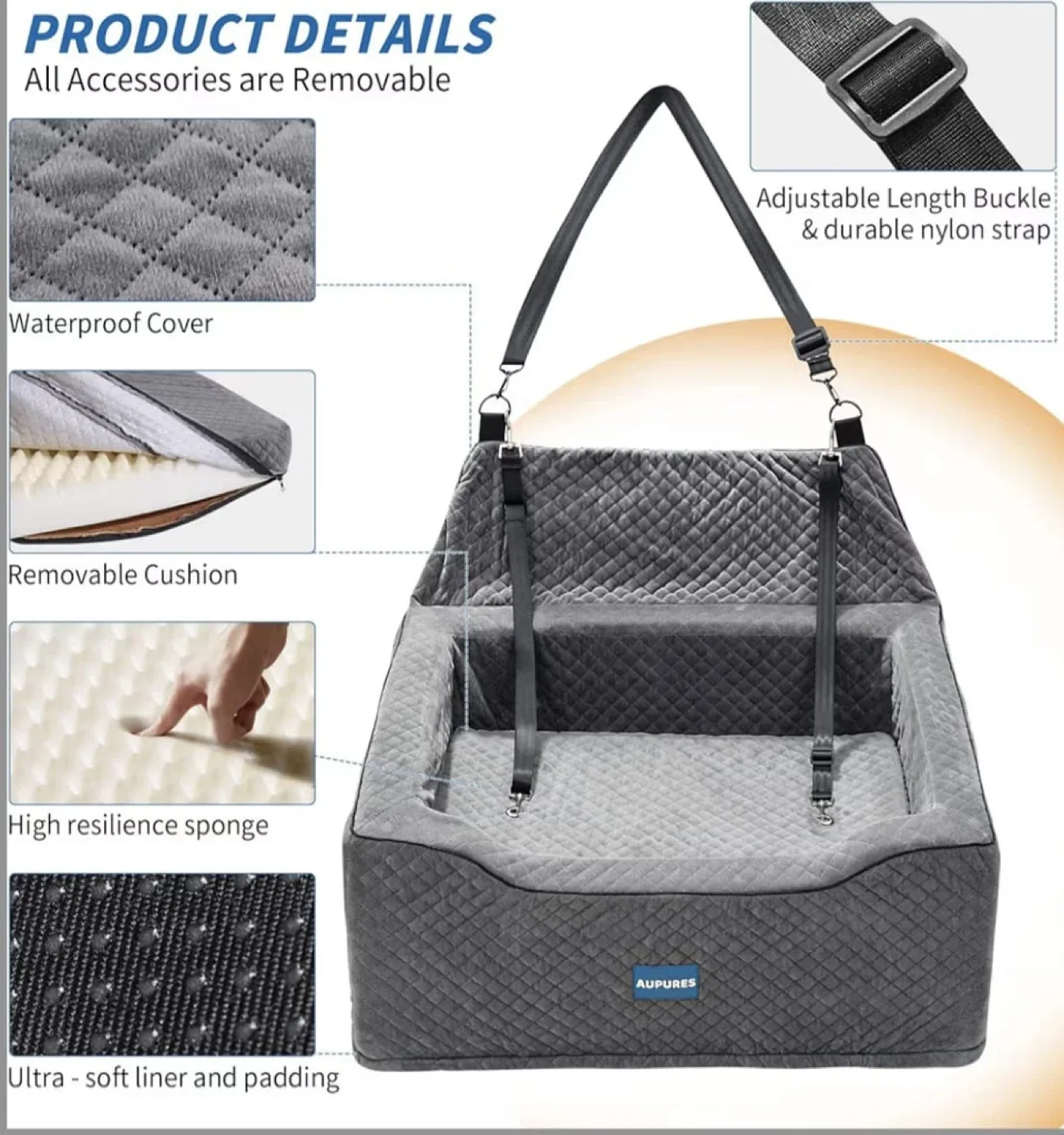 Aupures Dog Car Seat - New! image indicator(6)