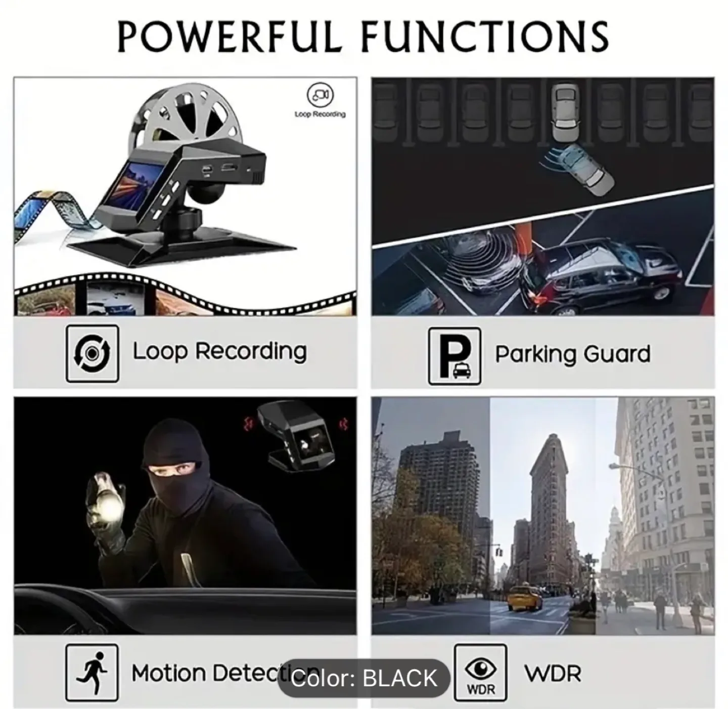 Brand New-Black 1080P Car Dash Cam - New! image indicator(3)