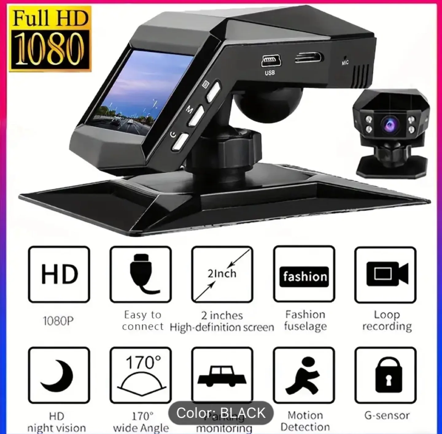 Brand New-Black 1080P Car Dash Cam - New!