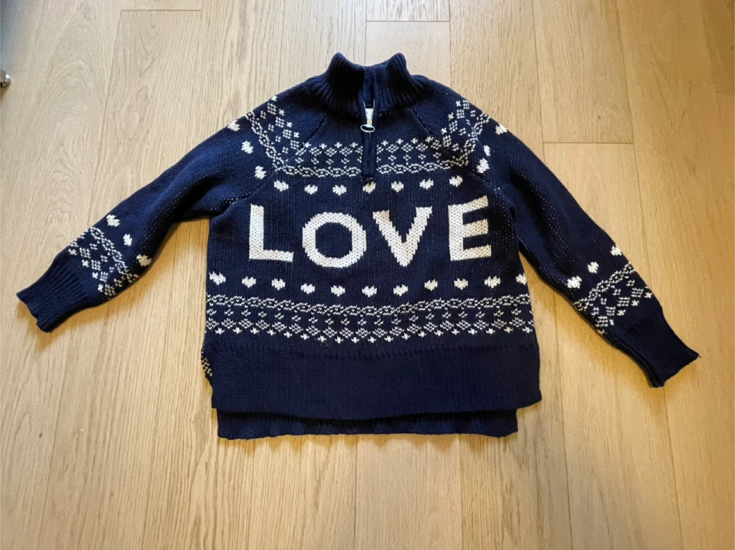 Aerie Navy Blue LOVE Quarter-Zip Sweater