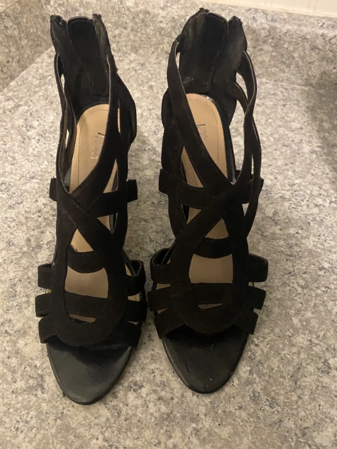 Black High Heel Sandals - Size 8