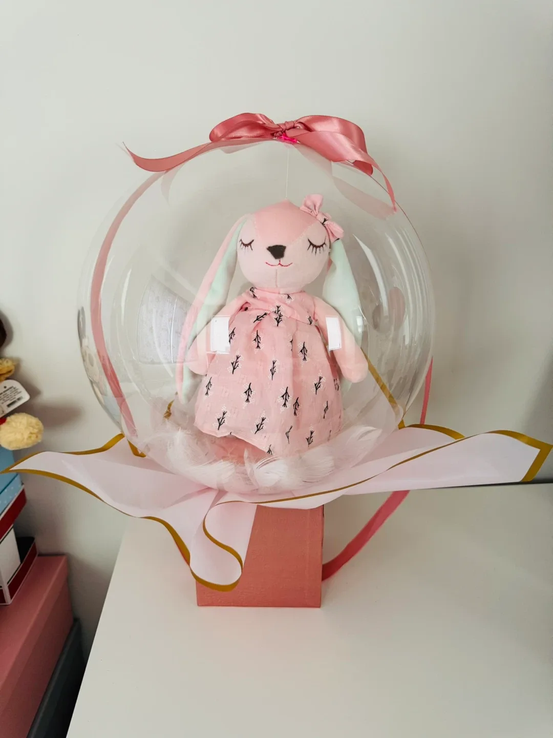 Pink Bunny Stuffed Animal in Balloon