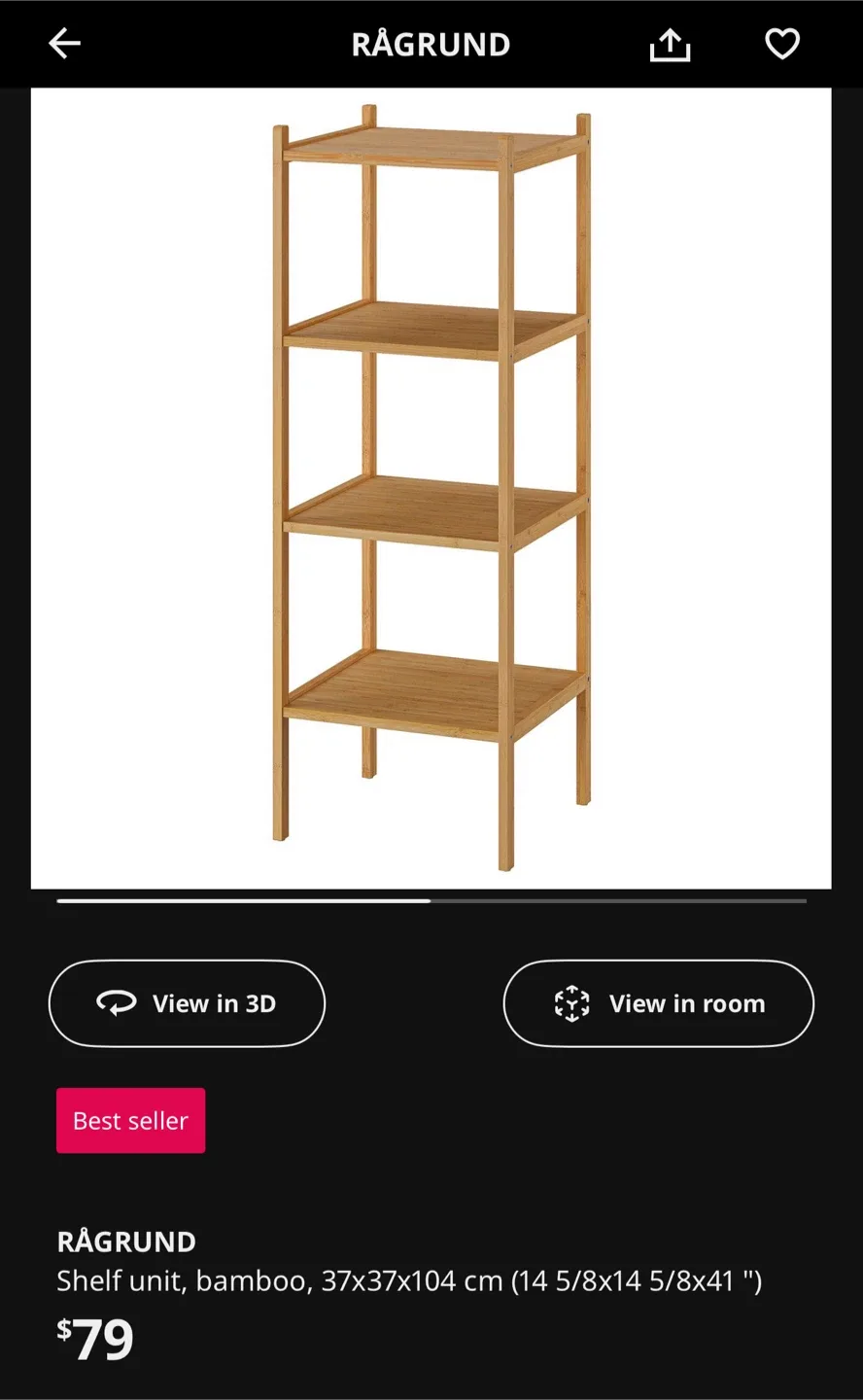IKEA RÅGRUND Shelf Unit - Bamboo image indicator(4)